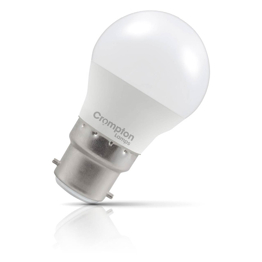 Crompton Golfball LED Light Bulb B22 6.5W (60W Eqv) Dim Cool White Opal Round Bayonet Frosted1