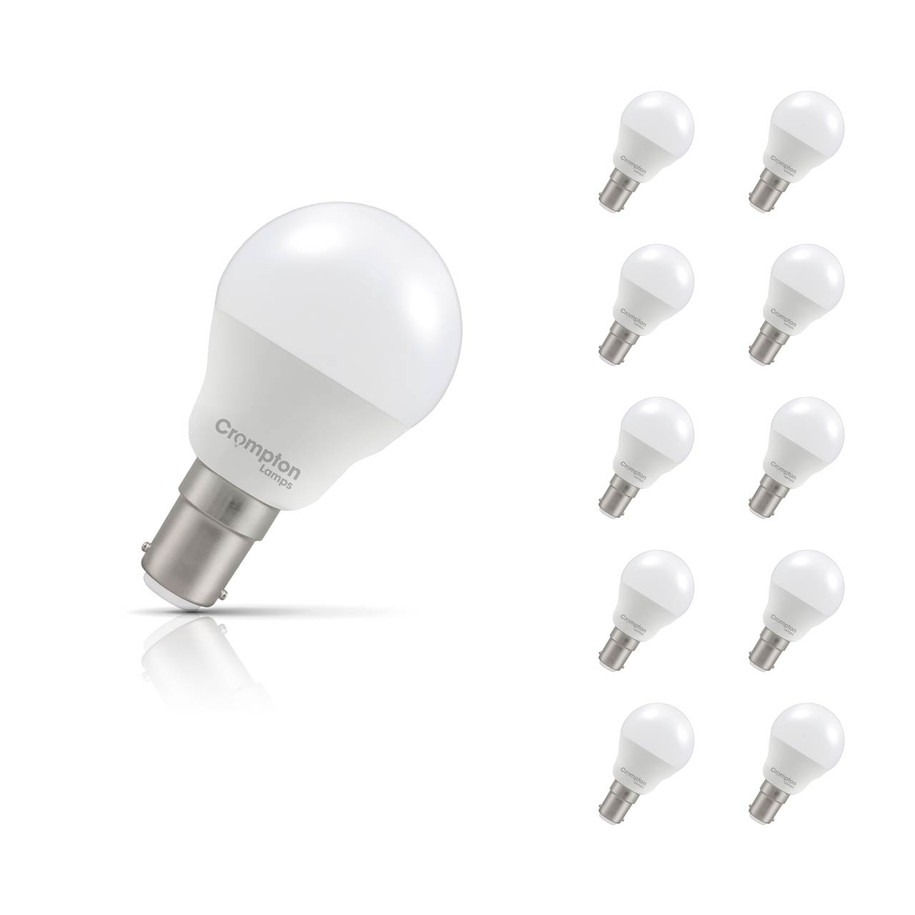 Crompton Lamps LED Golfball 5.9W B15 Dimmable 10-Pack Cool White Opal 60W Eqv 1