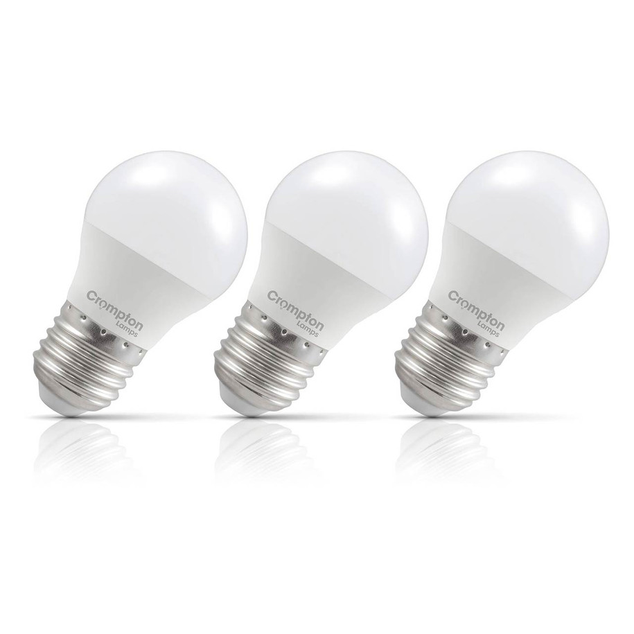 Crompton Lamps LED Golfball 6.5W E27 3-Pack Daylight Opal 60W Eqv