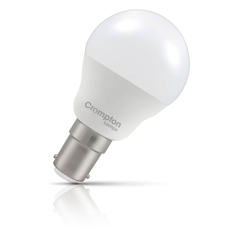 10-Pack Crompton Golfball LED Light Bulbs B15 6.5W (60W Eqv) Dim Daylight Opal Round Small Bayonet Frosted 2
