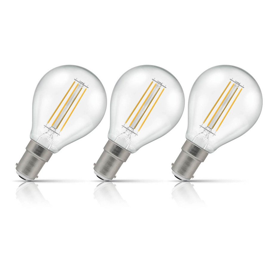 Crompton Golfball LED Light Bulb Ultra-Efficient B15 2.2W (40W Eqv) Warm White 3-Pack A-Class Clear