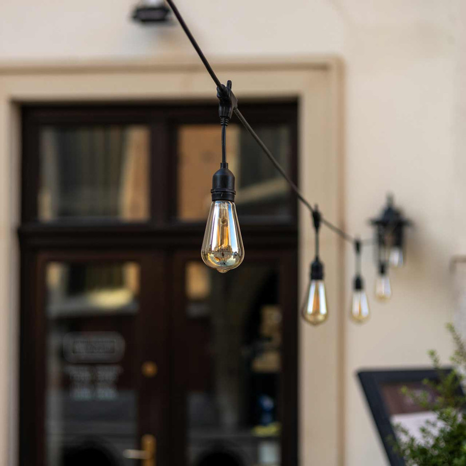 nxt gen Premium 15m Connectible Outdoor Festoon Lights 30x E27 Drop Sockets with Warm White LED Light Bulbs 4