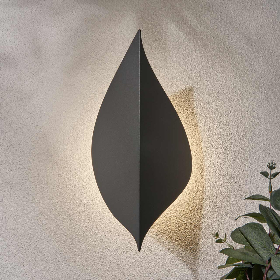 Zink Alani 9.5W LED Leaf Style Outdoor Wall Light Cool White in Anthracite 4