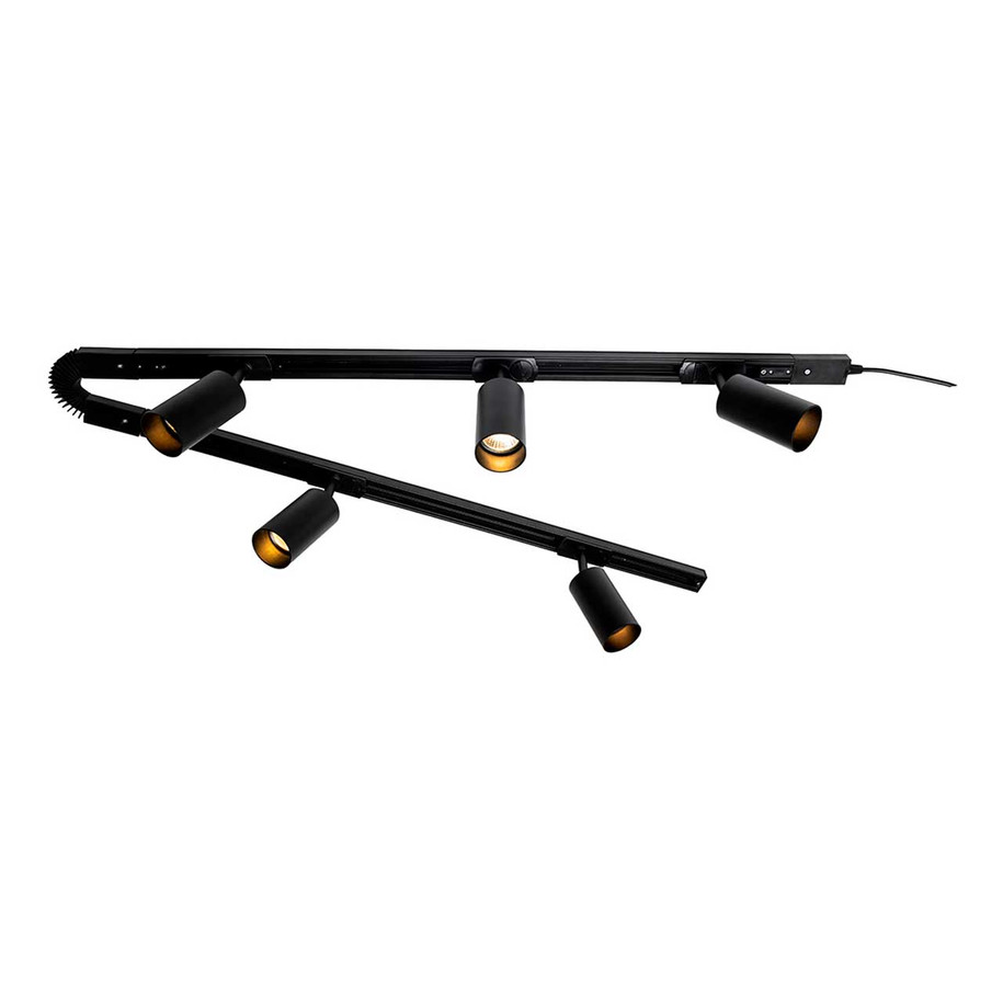 Inlight Cayo 5 Head 2 x 0.8m Track Light Kit in Black 1