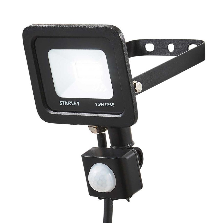 Stanley 10W Slimline LED Floodlight with PIR in Black/Yellow 2