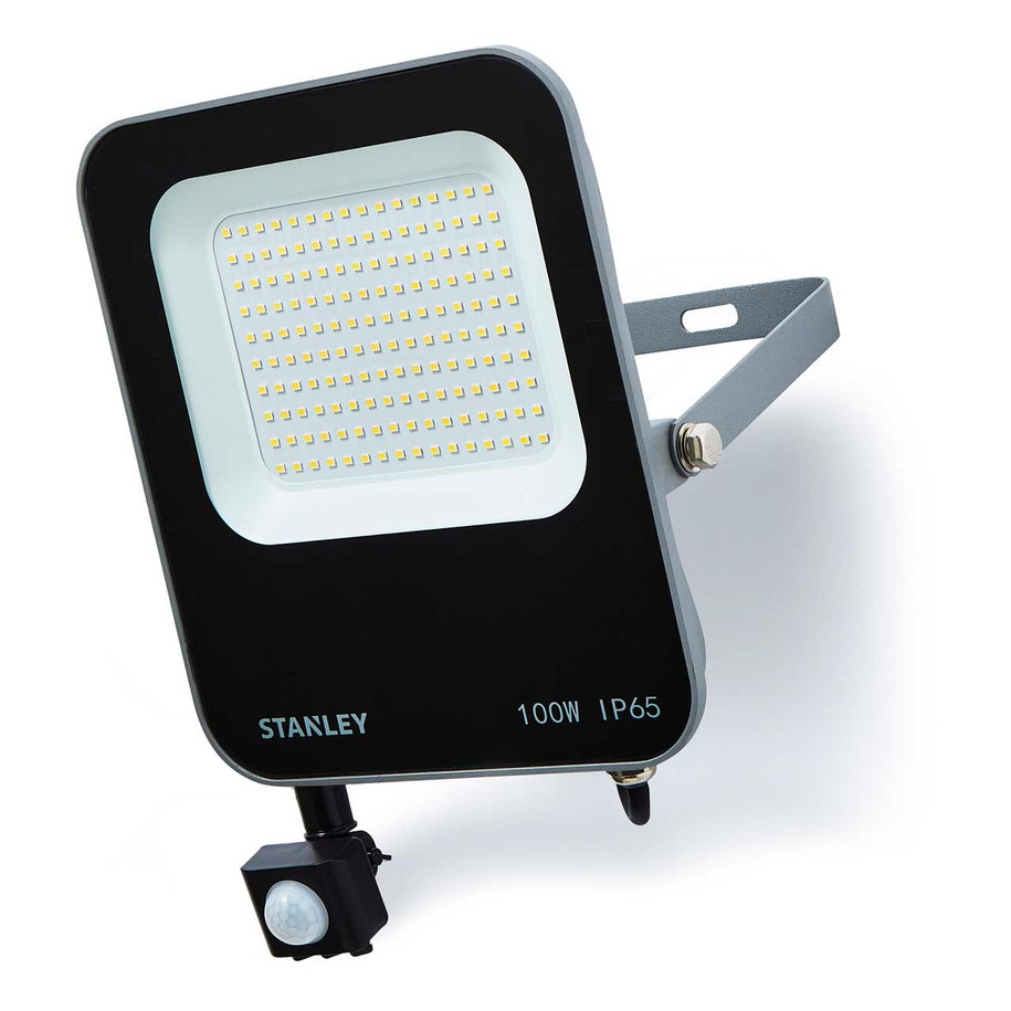 Stanley 100W LED Floodlight with PIR in Black & Anthracite 1