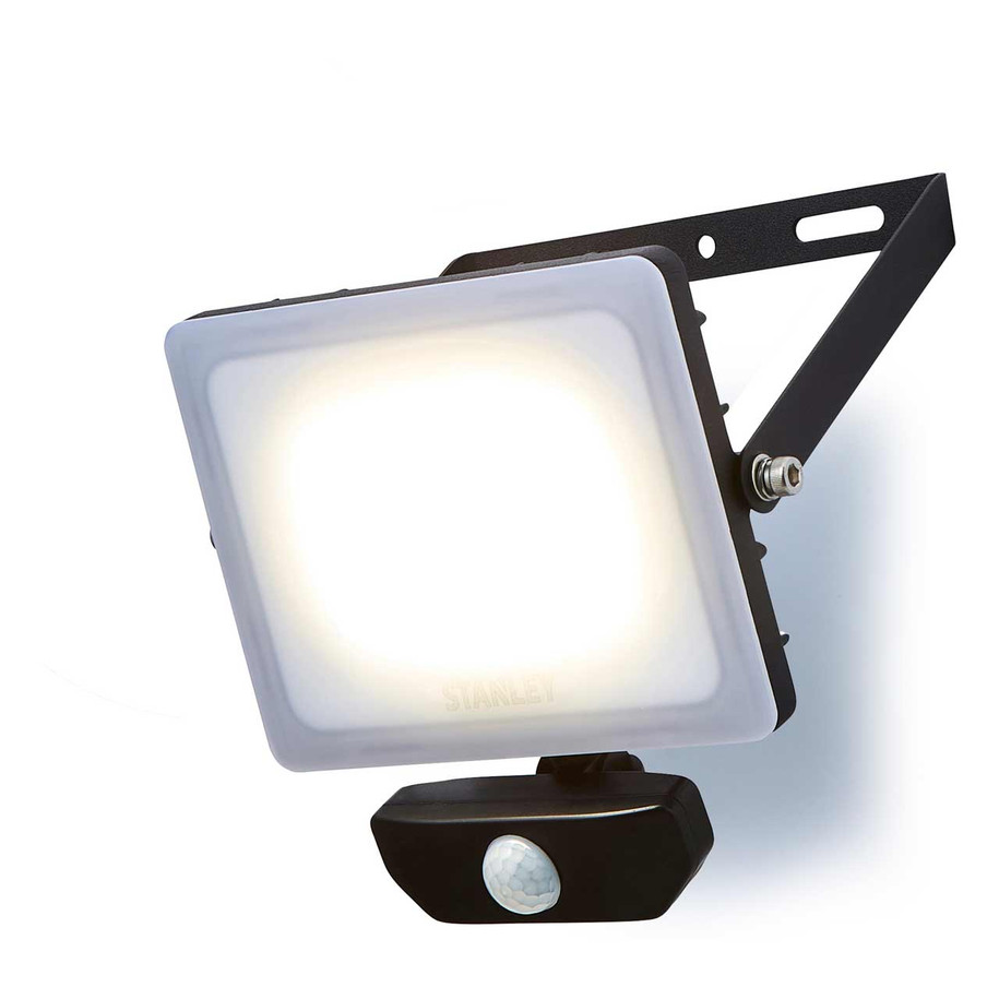 Stanley Frosted 30W LED Floodlight with PIR in Black 2