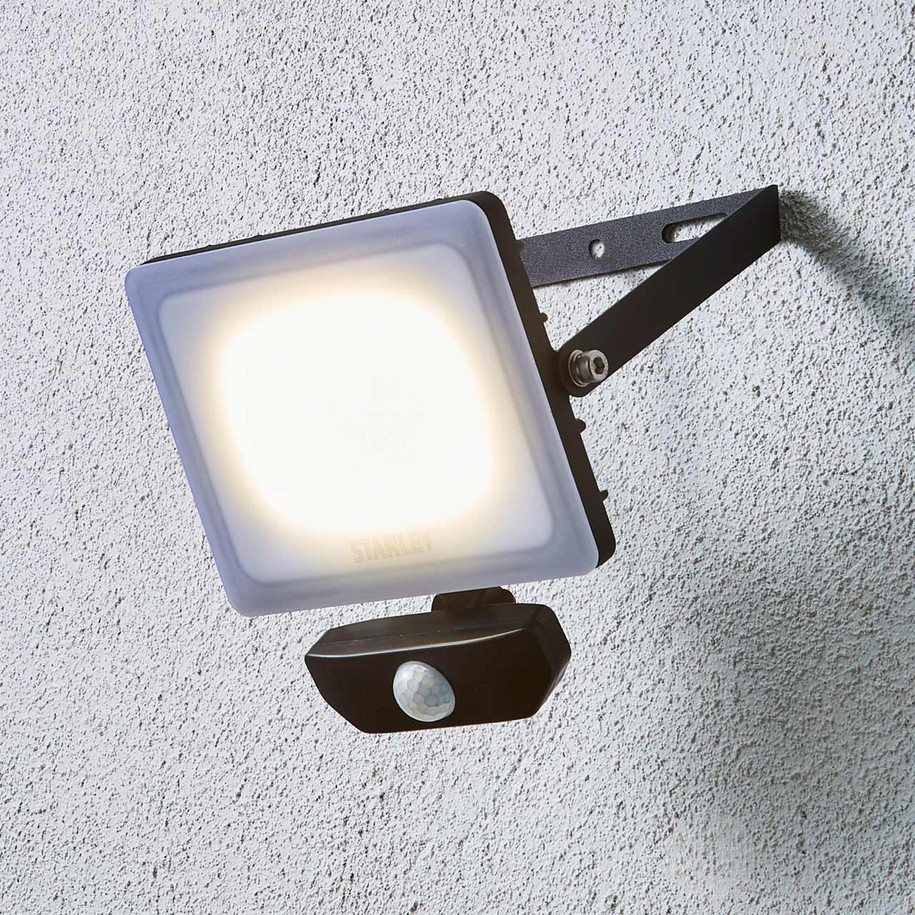 Stanley Frosted 30W LED Floodlight with PIR in Black 4