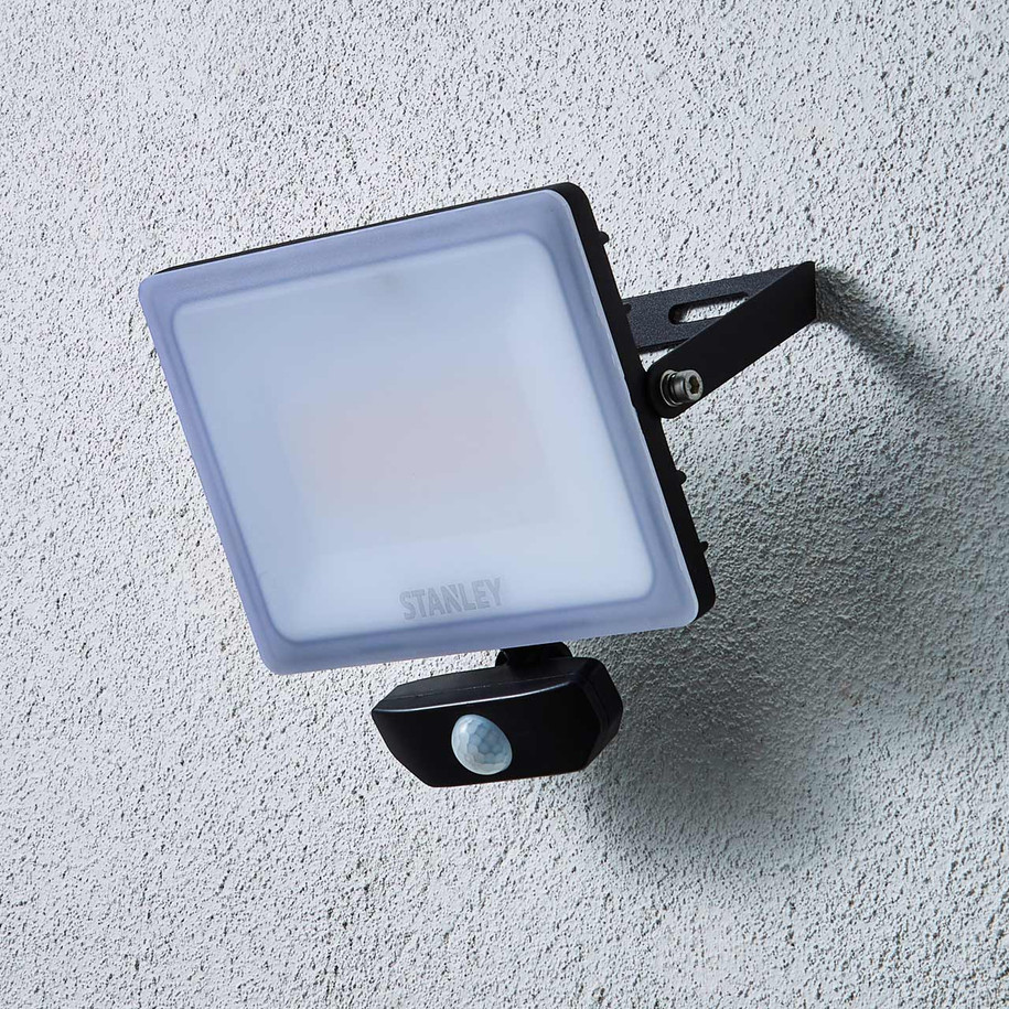 Stanley Frosted 50W LED Floodlight with PIR in Black 3