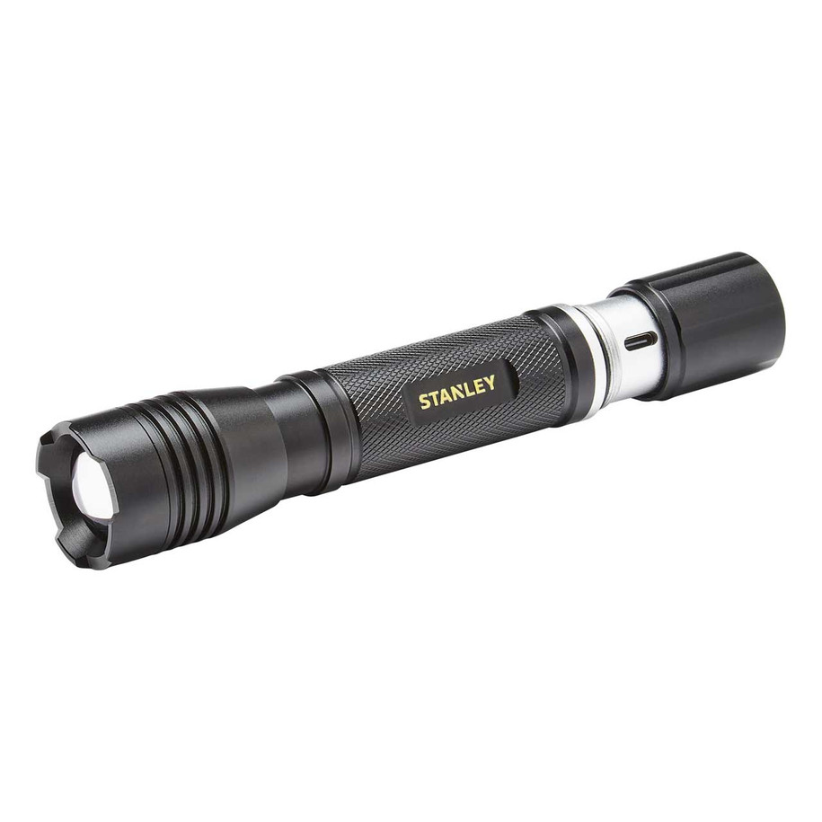 Stanley 650 Lumen Rechargeable LED Adjustable Hand Torch in Black & Yellow 2