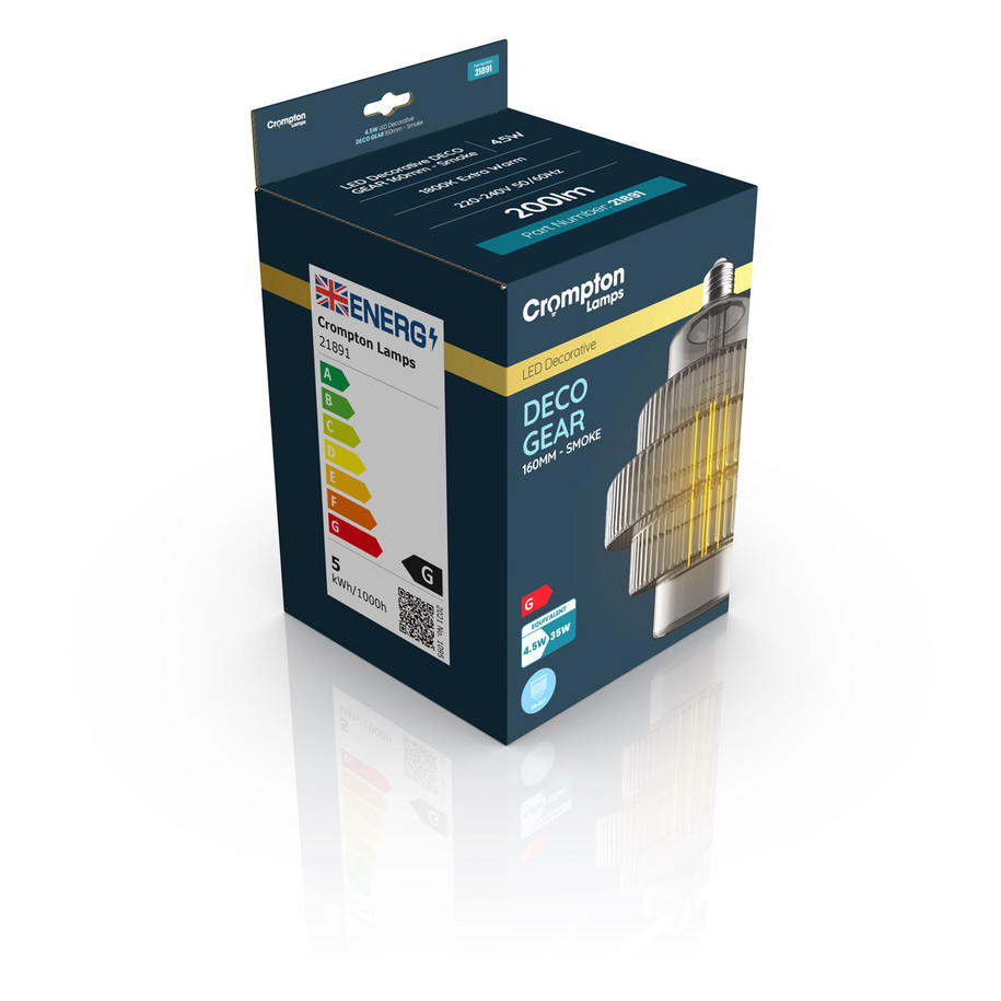 Crompton Lamps LED Globe 4.5W E27 Decorative Gear 160mm Extra Warm White Smoke 3