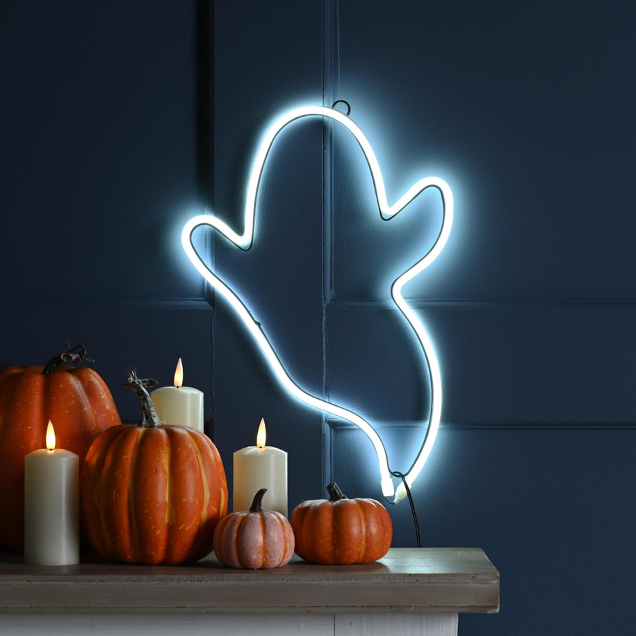 Festive 36cm Lit Neon Flex Ghost Light 1