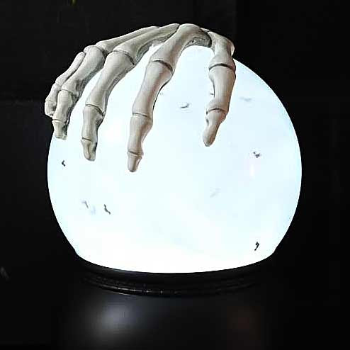 Festive 15cm Battery Operated Lit Skeleton Hand Water Globe 2