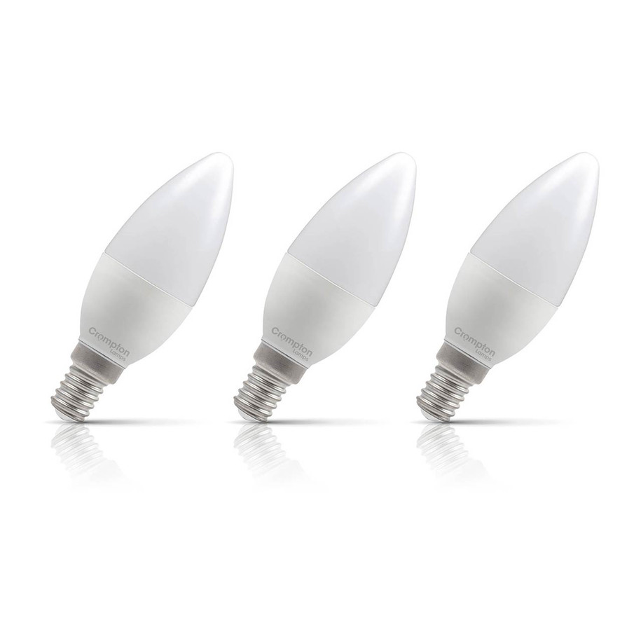 Crompton Candle LED Light Bulb E14 4.2W (40W Eqv) Cool White 3-Pack Opal