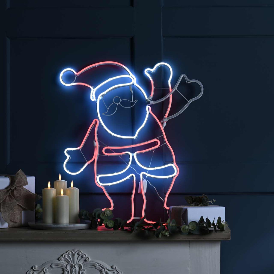 Festive 61cm LED Neon Flex Waving Effect Santa 1