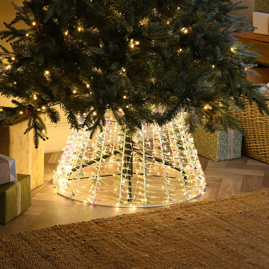 Festive 71cm Lit Iridescent Tree Skirt 600 Warm White LEDs 1