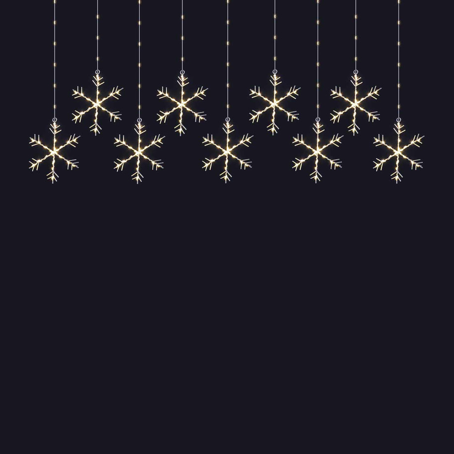 Festive 120cm x 60cm Snowflake Curtain Light Warm White 2