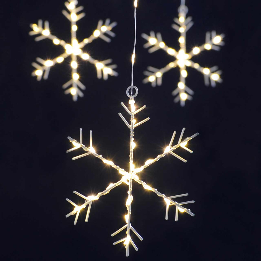 Festive 120cm x 60cm Snowflake Curtain Light Warm White 1