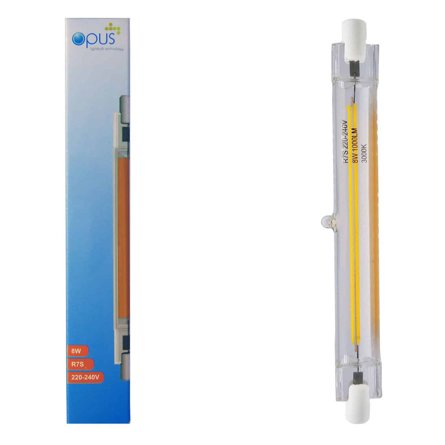 Opus Linear LED Light Bulb R7s 8W (80W Eqv) 118mm Warm White Clear Floodlight 4