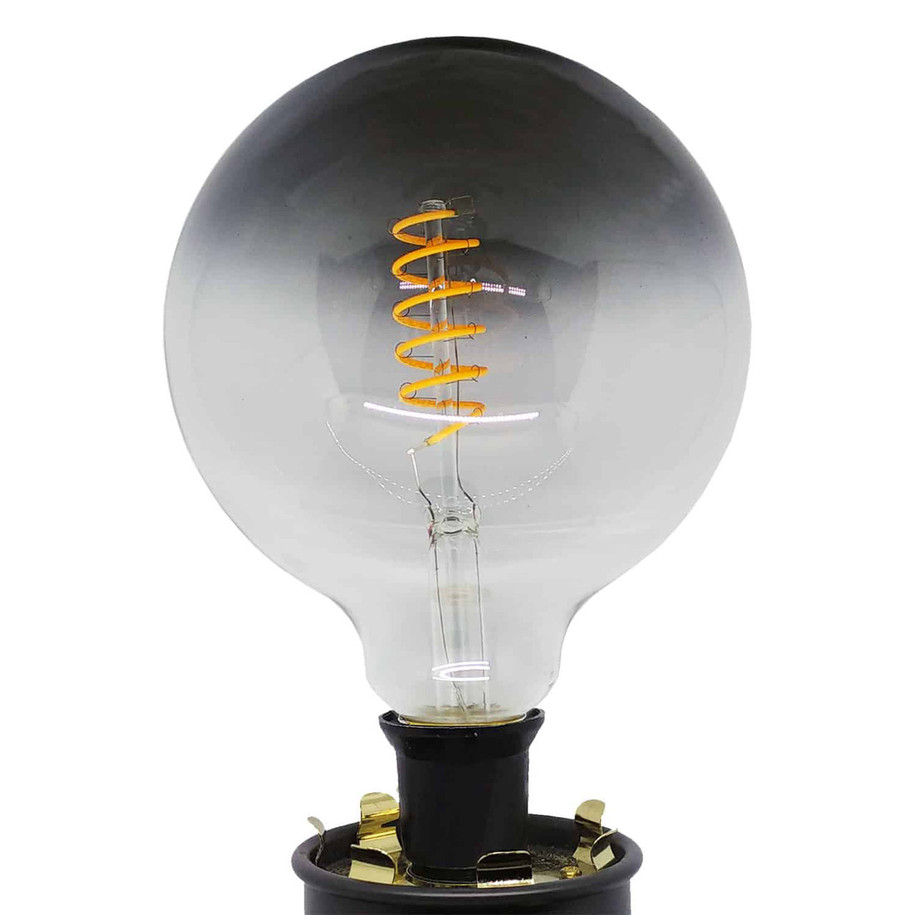 Opus Globe LED Light Bulb E27 4W (35W Eqv) Dim Warm White Smoky Fade to Black G125 Spiral Filament Screw Filament Grey Large 3