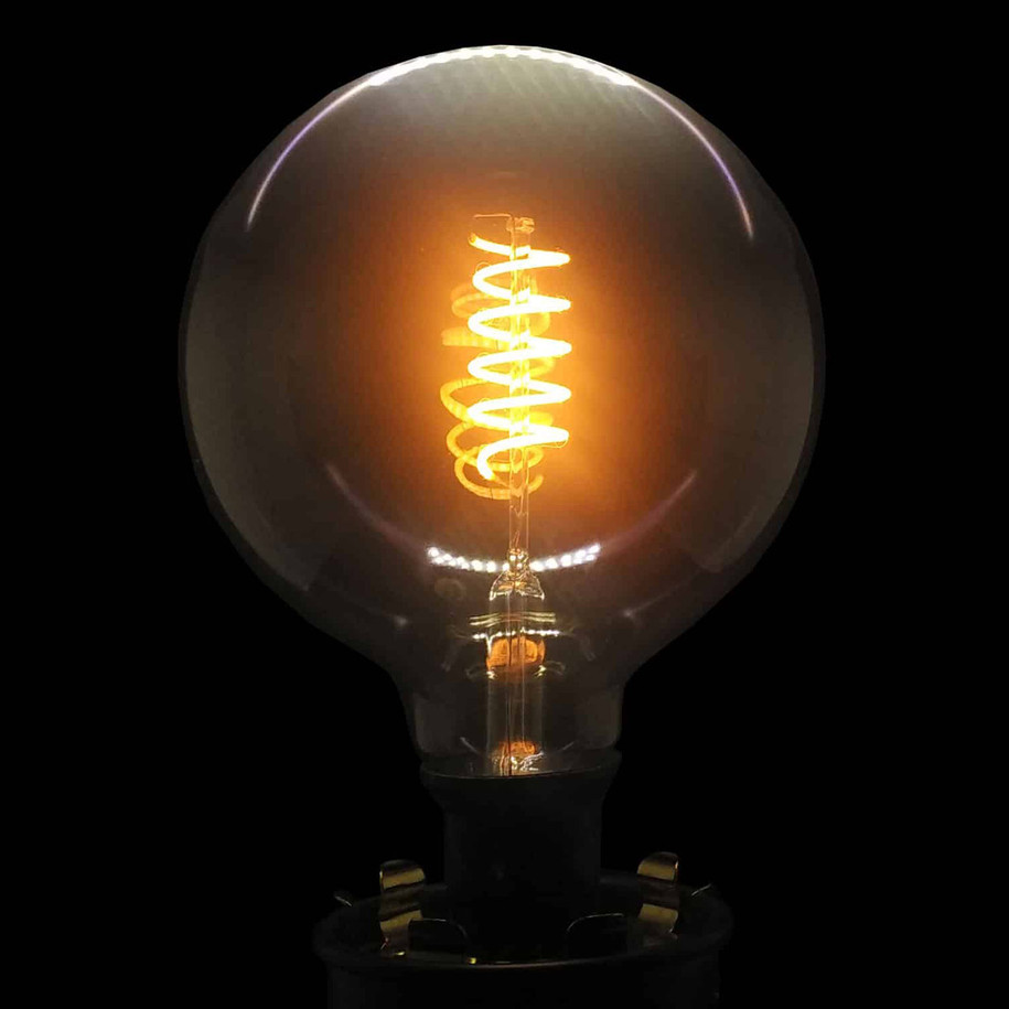 Opus Globe LED Light Bulb E27 4W (35W Eqv) Dim Warm White Smoky Fade to Black G125 Spiral Filament Screw Filament Grey Large 4