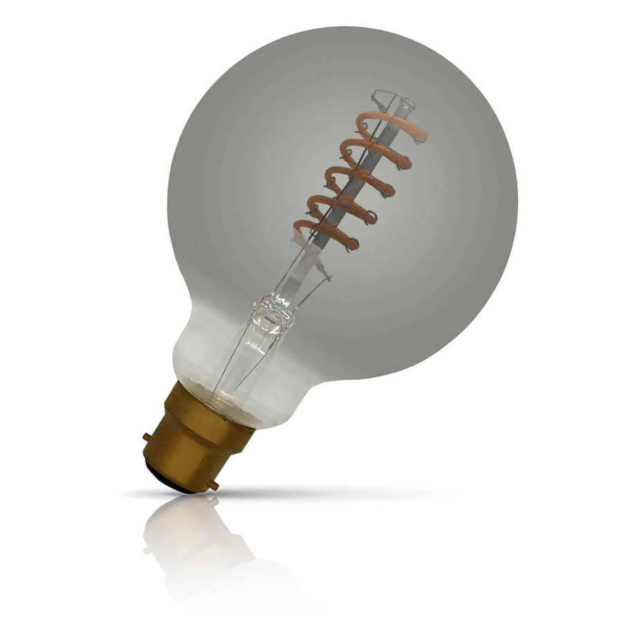Castello Style Globe LED Light Bulb B22 4W (25W Eqv) Dim Extra Warm White Smoky G125 Spiral Filament Bayonet Filament Grey Large