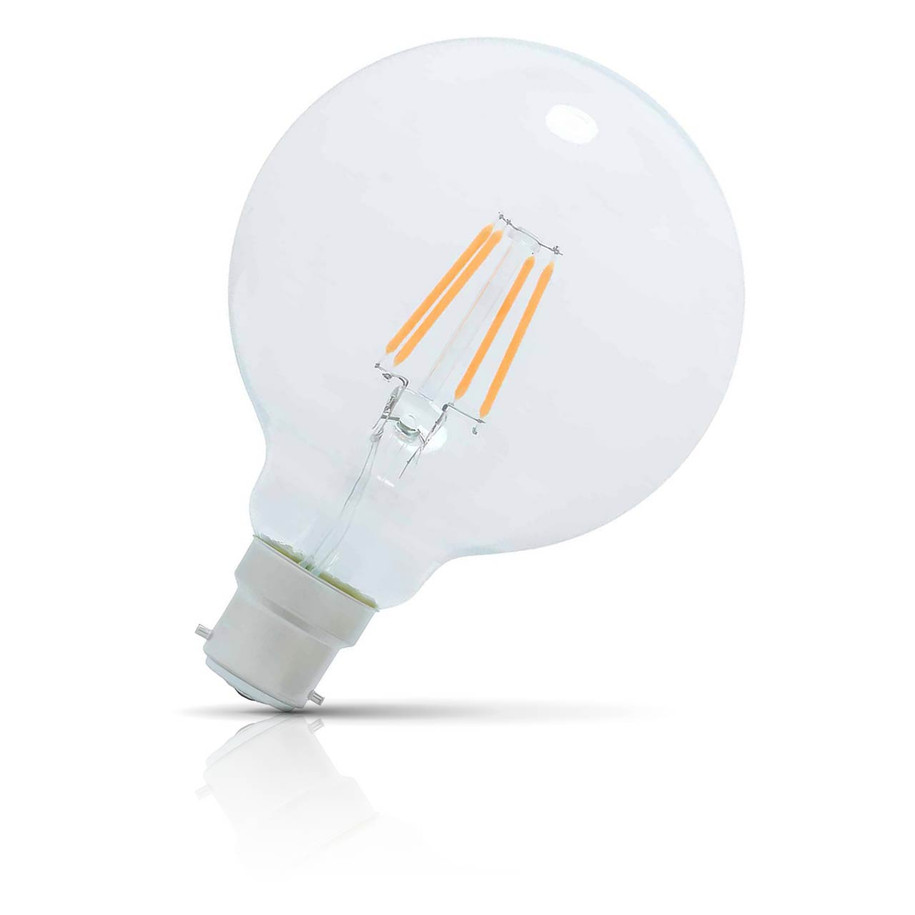 Opus Globe LED Light Bulb B22 5W (40W Eqv) Dim Extra Warm White Clear G95 Bayonet Filament Vintage
