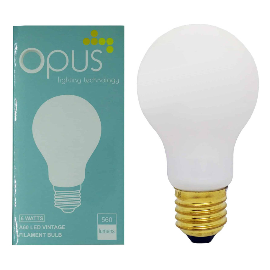 Opus GLS LED Light Bulb E27 6W (40W Eqv) Dimmable Warm White Opal Screw 4