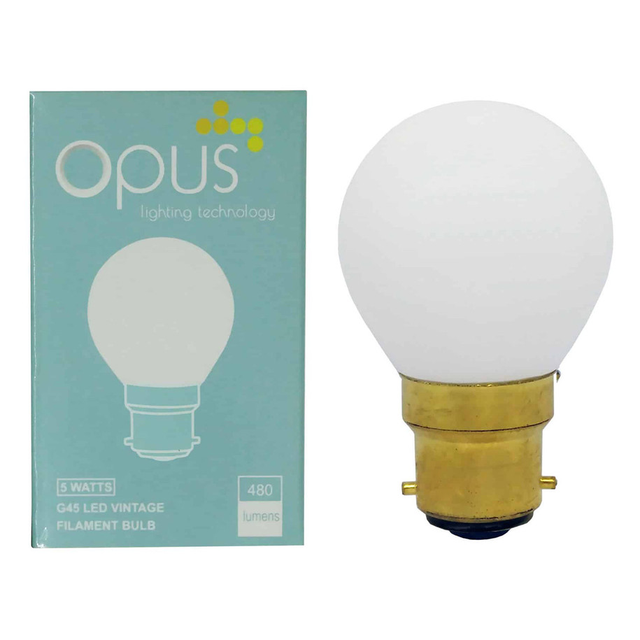 Opus Golfball LED Light Bulb B22 5W (40W Eqv) Dimmable Warm White Opal Round Bayonet 4