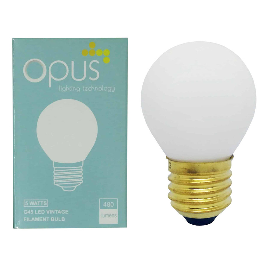 Opus Golfball LED Light Bulb E27 5W (40W Eqv) Dimmable Warm White Opal Round Screw 4