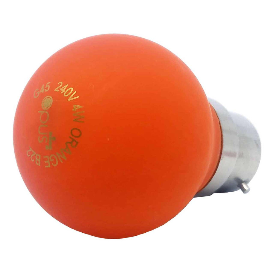 Opus Golfball LED Light Bulb B22 4W Orange Frosted Round Bayonet Coloured 3