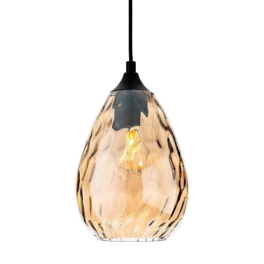 Firstlight Soho Pendant Light Amber in Matte Black