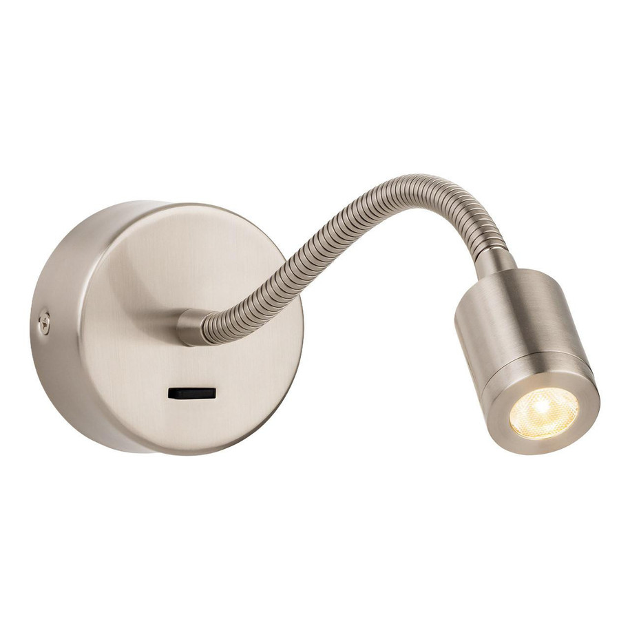 Firstlight LED Spring Adjustable Wall Wall Spotlight with On/Off Switch 3000K in Brushed Steel