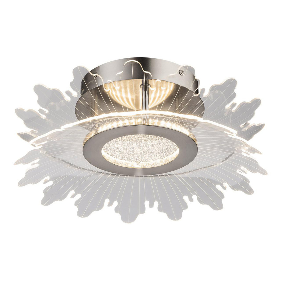 Firstlight LED Trinity Flower Flush Ceiling Light 3000K Transparent Acrylic in Brushed Steel