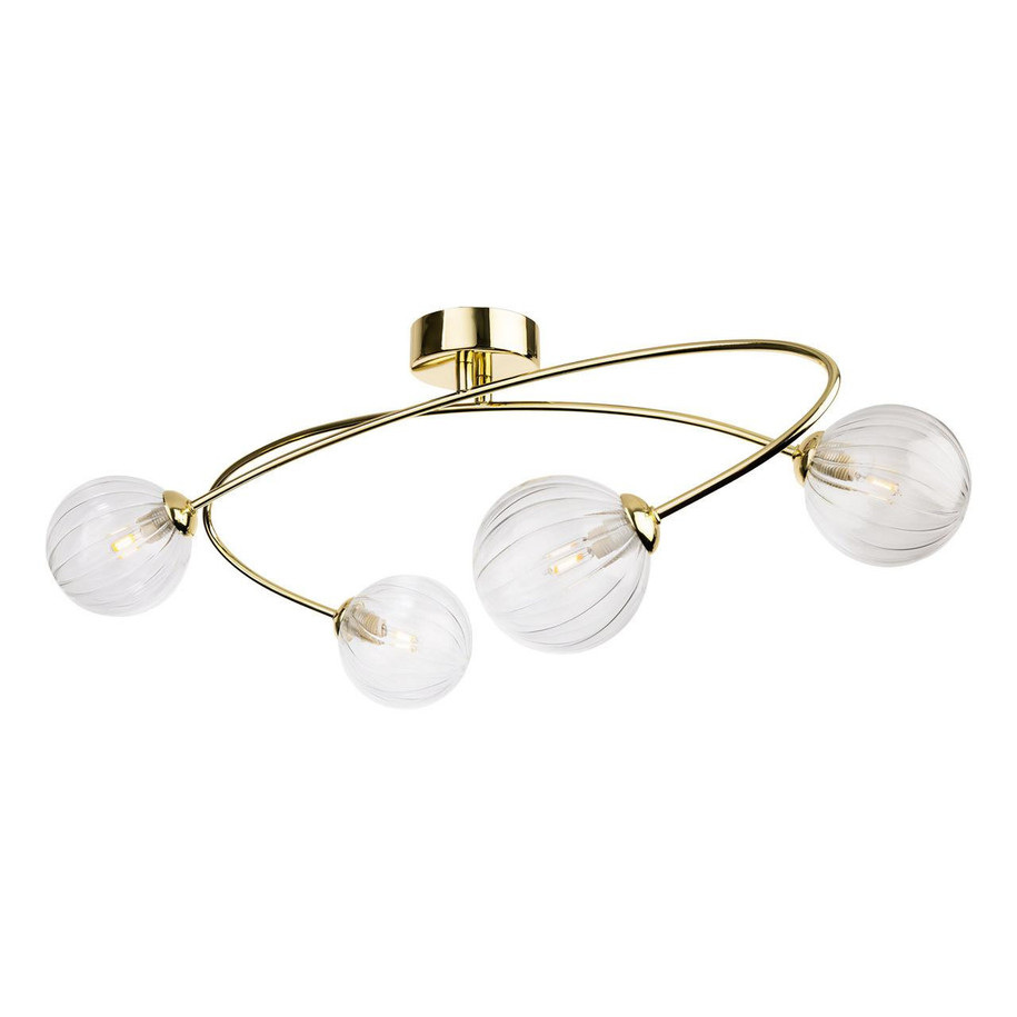 Firstlight Atom 4-Light Semi-Flush Ceiling Light Clear in Brass