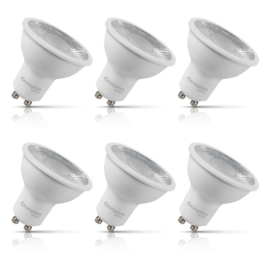 6-Pack Crompton GU10 Spotlight LED Light Bulbs 3.5W Dimmable 3000K Warm White 50W Eqv Halogen Replacement