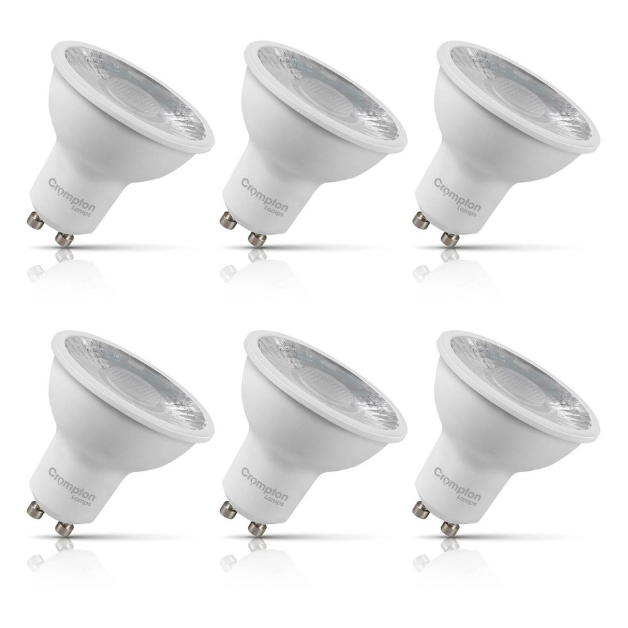 6-Pack Crompton GU10 Spotlight LED Light Bulbs 3.5W Dimmable 4000K Cool White 50W Eqv Halogen Replacement