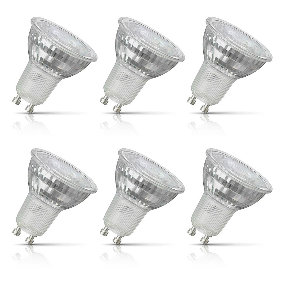 6-Pack Crompton GU10 Spotlight LED Light Bulbs 3.7W Dimmable 3000K Warm White Full Glass 50W Eqv Halogen Replacement