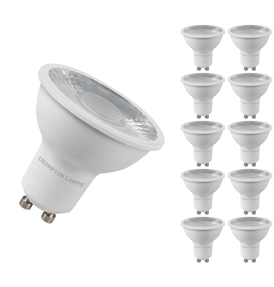 10-Pack Crompton GU10 Spotlight LED Light Bulbs 5W 3000K Warm White 50W Eqv Halogen Replacement