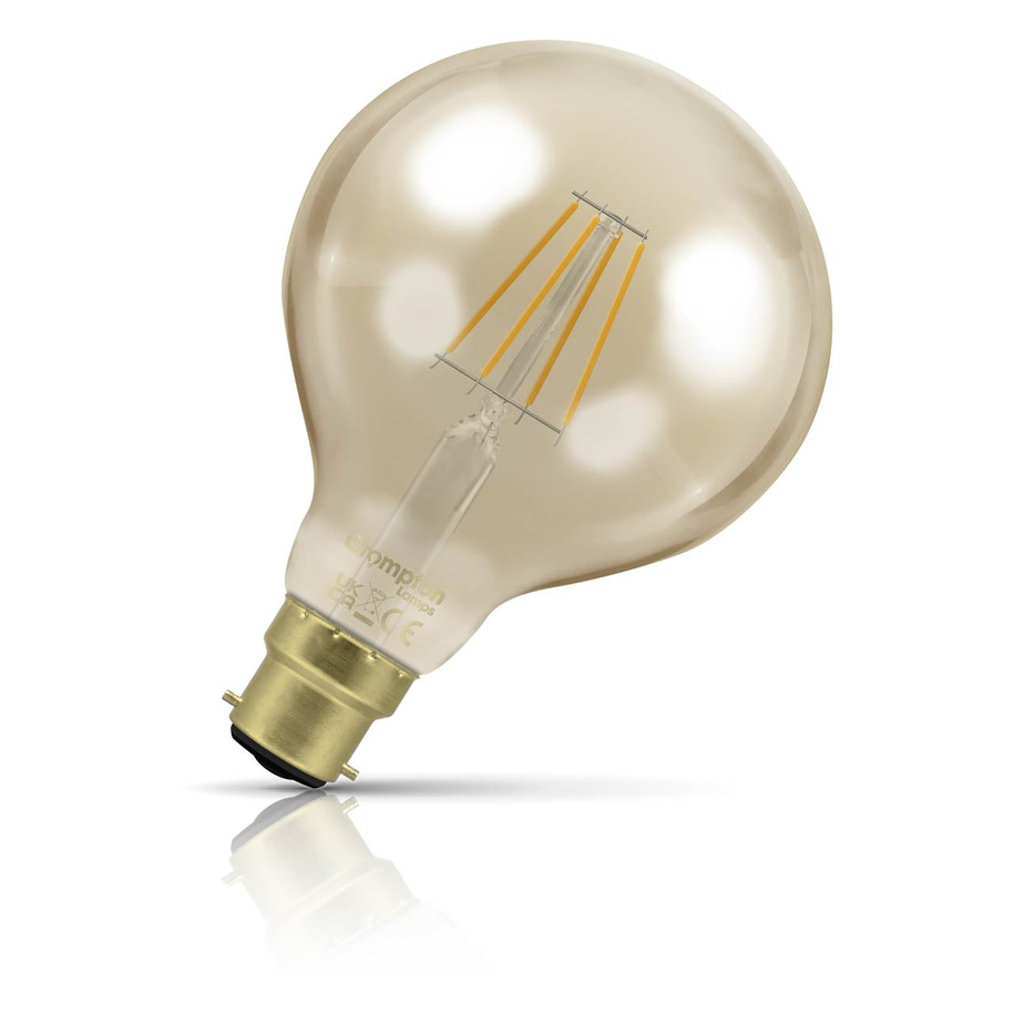 3-Pack Crompton Globe LED Light Bulbs B22 4.5W (35W Eqv) Dim Extra Warm White Antique G95 Filament Bayonet Vintage Large  2