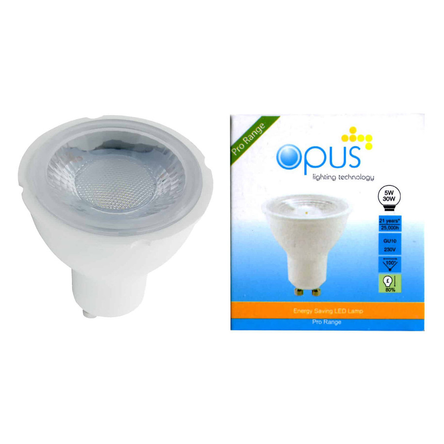 5-Pack Opus GU10 Spotlight LED Light Bulbs 5W (30W Eqv) Dim Warm White Frosted Halogen Replacement 5