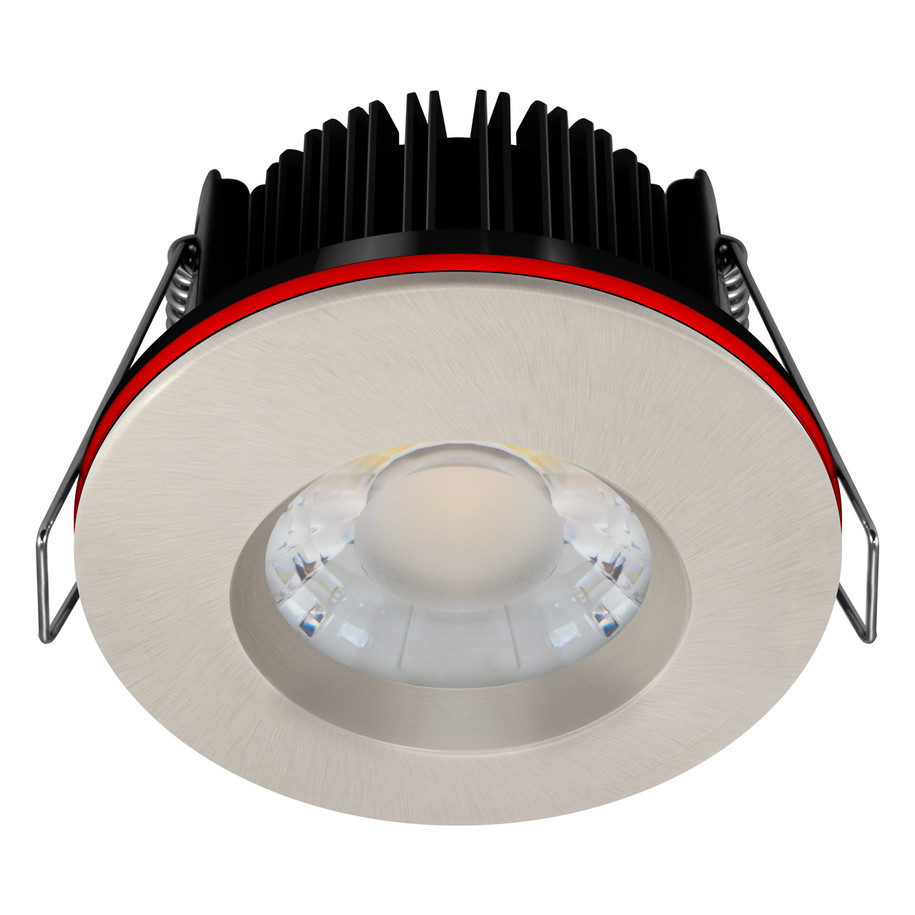 Crompton SPECTRUM WIFI LED Fire Rated Downlight 10W Dim IP65 Tuneable White + RGB in Satin Nickel Recessed Spotlight Bluetooth 40° Lights