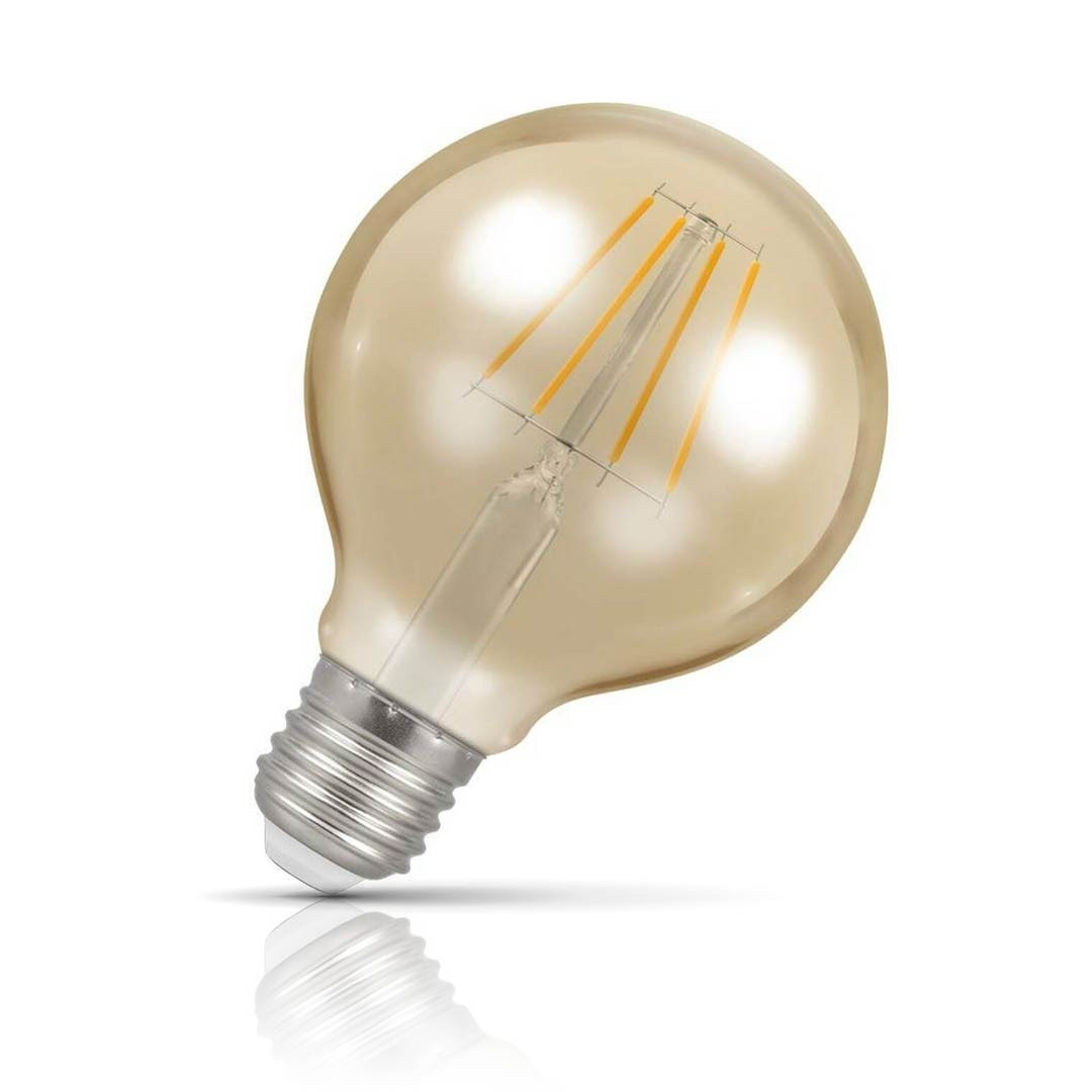 Crompton Globe LED G80 Light Bulb E27 4.5W (35W Eqv) Dim Extra Warm White Antique Filament Screw Vintage Gold