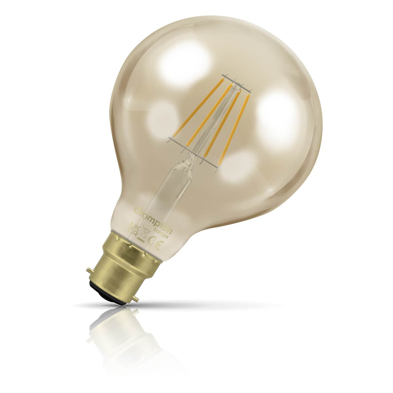 Crompton Globe LED G95 Light Bulb B22 4.5W (35W Eqv) Dim Extra Warm White Antique Filament Bayonet Vintage Gold