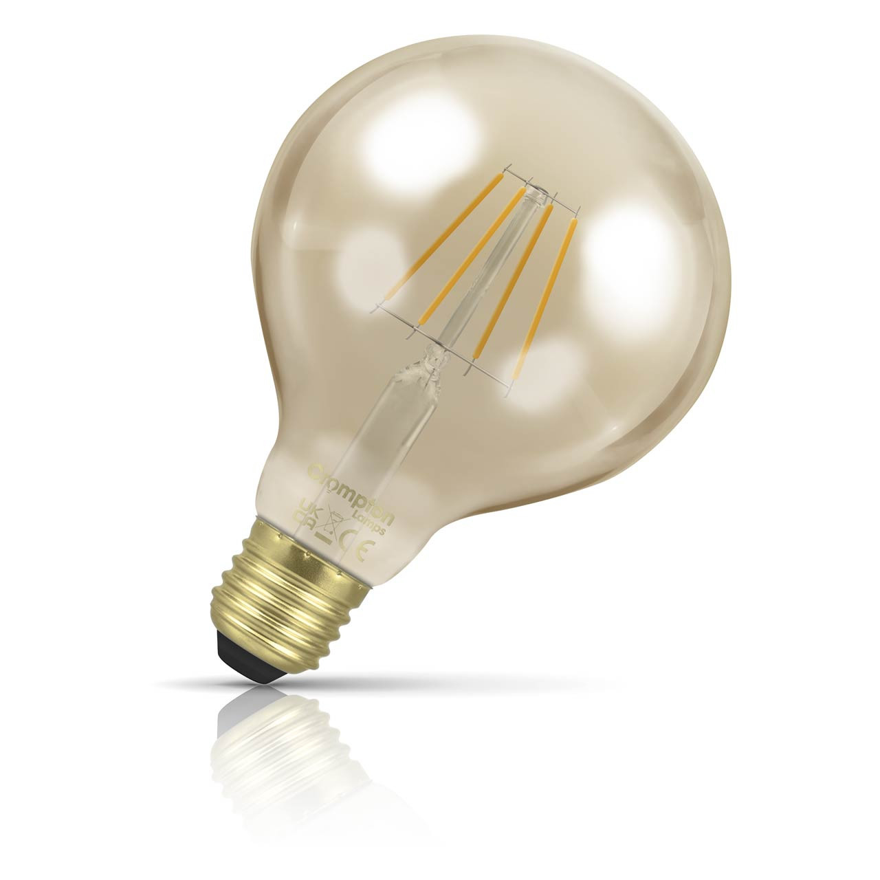 Crompton Globe LED G95 Light Bulb E27 4.5W (35W Eqv) Dim Extra Warm White Antique Filament Screw Vintage Gold