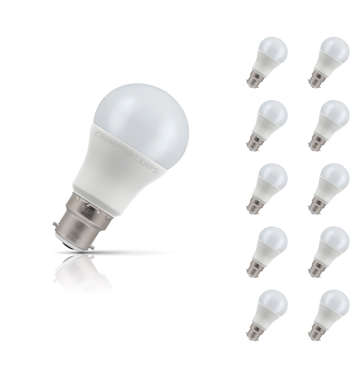 Crompton GLS LED Light Bulb B22 4.5W (40W Eqv) Warm White 10-Pack Opal