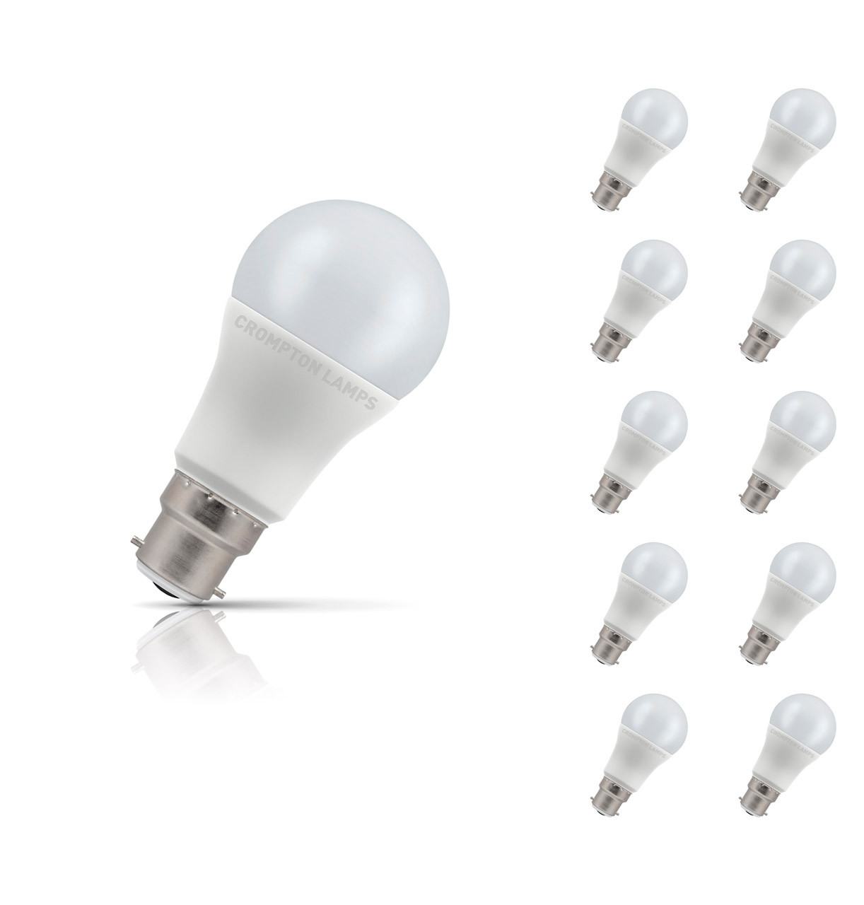 Crompton GLS LED Light Bulb B22 11W (75W Eqv) Daylight 10-Pack Opal