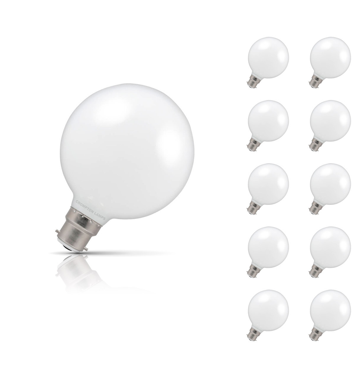 Crompton Globe LED Light Bulb G95 B22 7W (60W Eqv) Warm White 10-Pack