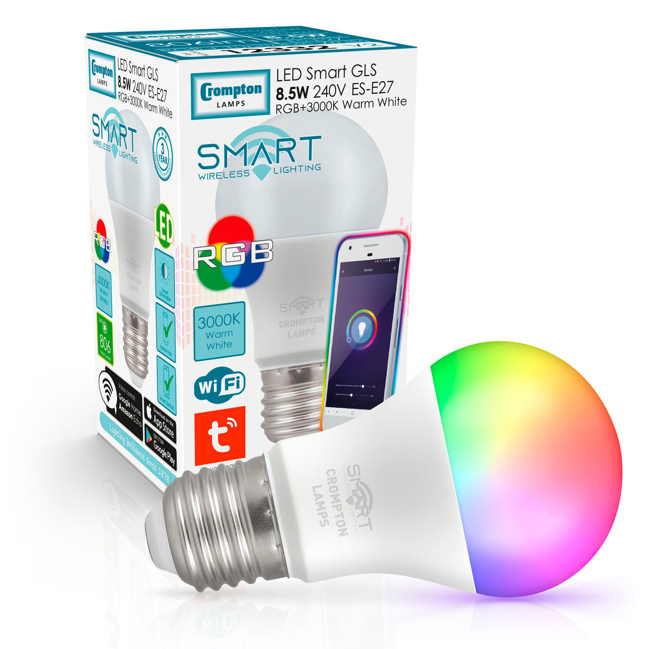 Photos - Light Bulb Crompton GLS LED  Smart WiFi E27 8.5W  Warm White + RGB (60W Eqv)