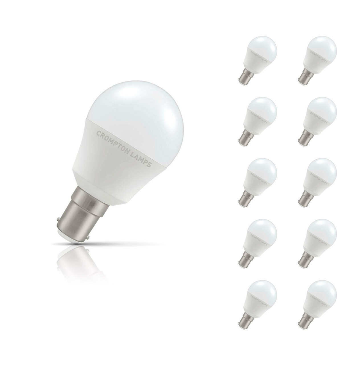 Crompton Golfball LED Light Bulb B15 5W (40W Eqv) Warm White 10-Pack Opal